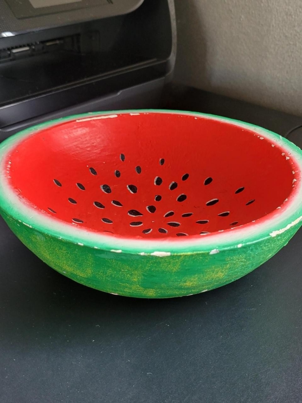 Hand-Painted Watermelon Bowl - Red & Green